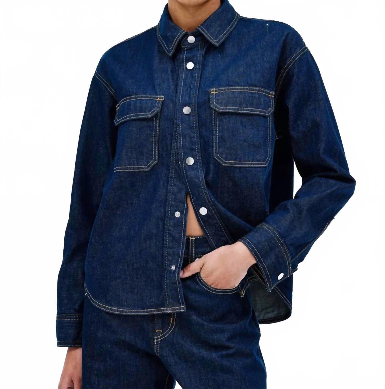 New Slvrlake Fairview Worker Shirt In Midnight Mile Blue